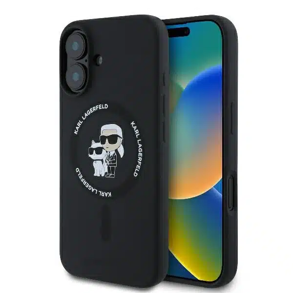 Karl Lagerfeld Silicone Karl & Choupette Heads Ring MagSafe Θήκη Σιλικόνης Μαύρη (iPhone 16 Plus)