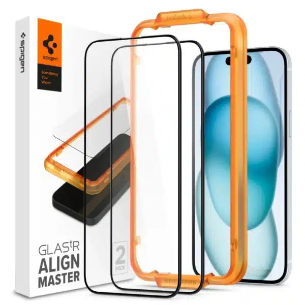 Spigen Alm Glass Fc 2-pack iPhone Tempered Glass Μαύρο (iPhone 15) AGL06906