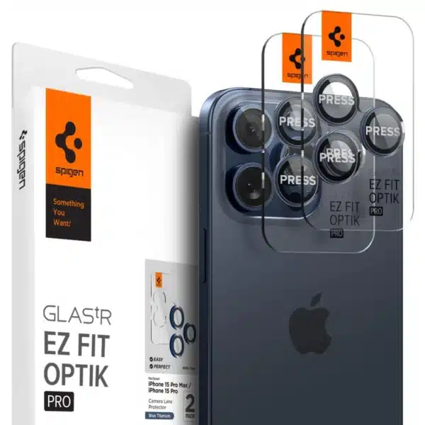 Spigen Glass tR EZ Fit Optik Pro 2 Pack, blue titanium (iPhone 14 Pro / Pro Max / 15 Pro / Pro Max / 16 Pro / 16 Pro Max)