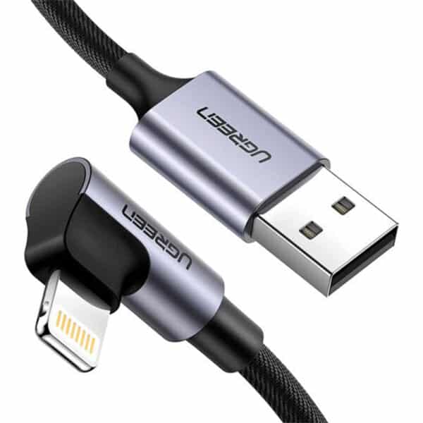 Ugreen - Data Cable (60770) - USB to Angled Lightning, 2.4A, 1.5m - Μαύρο