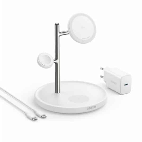 Anker - Βάση Ασύρματης Φόρτισης MagGo (B25M3321) - Qi2, για Apple, 15W, with USB-C Charger and Cable Type-C, 40W - Λευκό