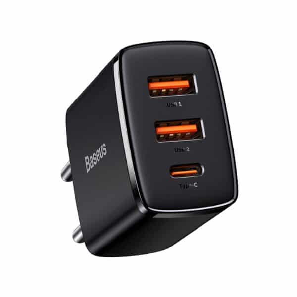 Baseus - Φορτιστής Compact (CCXJ-E01) - USB-C, PD, 30W, 2xUSB-A, QC, 3A - Μαύρο
