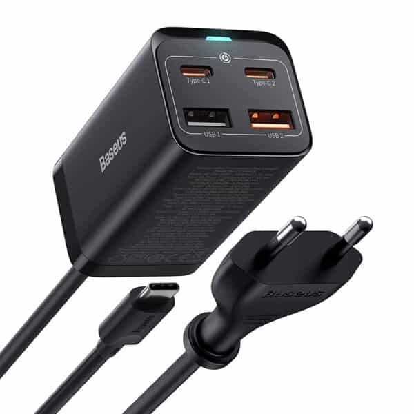 Baseus - Βάση Φόρτισης GaN3 Pro (CCGP040101) - 2xUSB-C, PD 65W, 2xUSB-A, 5A, with Cable Type-C to Type-C - Μαύρο