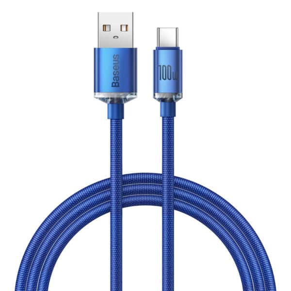 Baseus - Data Cable Crystal Shine (CAJY000503) - USB to Type-C, 100W, 2m - Μπλε