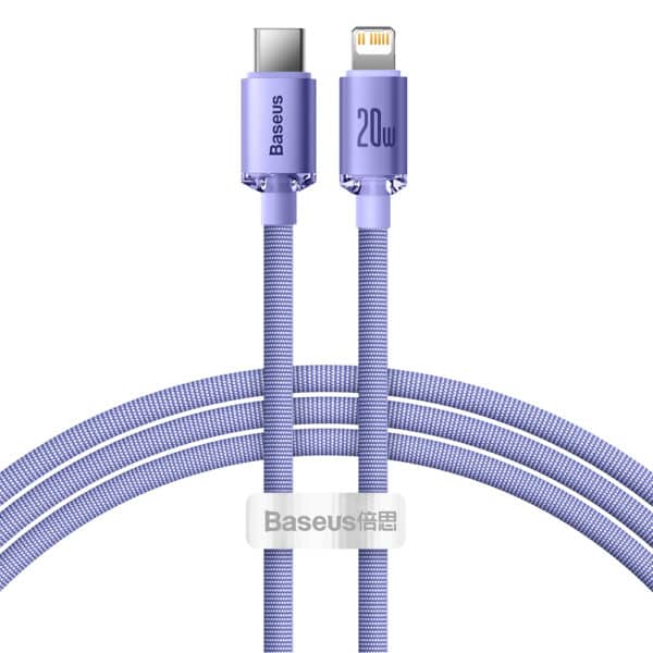 Baseus - Data Cable Crystal Shine (CAJY000305) - Type-C to Lightning, 20W, 2m - Μώβ