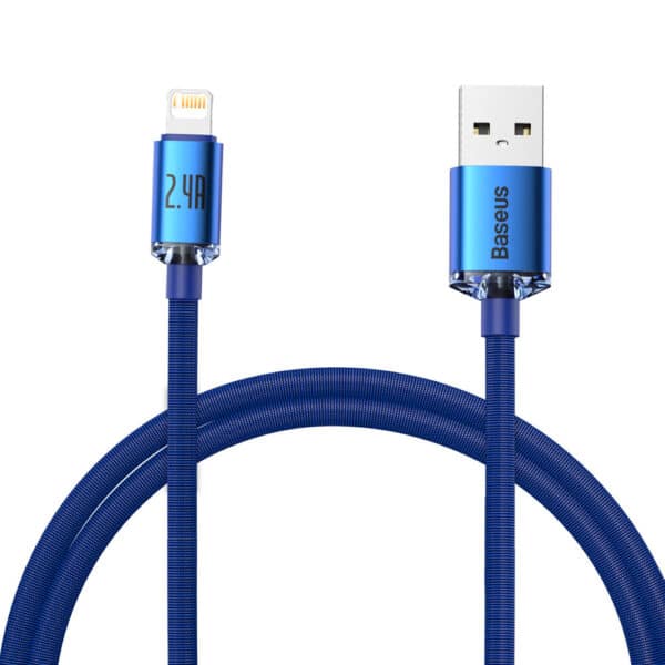 Baseus - Data Cable Crystal Shine (CAJY000103) - USB to Lightning, 2.4A, 2m - Μπλε
