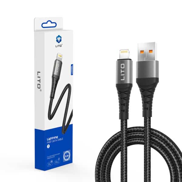 Lito - Data Cable (LD08L) - USB-A to Lightning, Quick Charging, 2.4A, 1m - Μαύρο