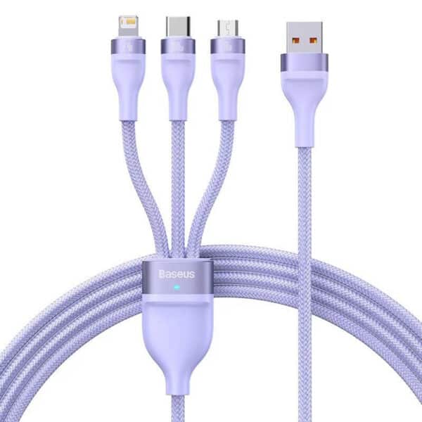 Baseus - Data Cable Flash Series 2 (CASS030005) - Fast Charge, USB to Type-C, Lightning, Micro-USB, 100W, 1.2 m - Μώβ