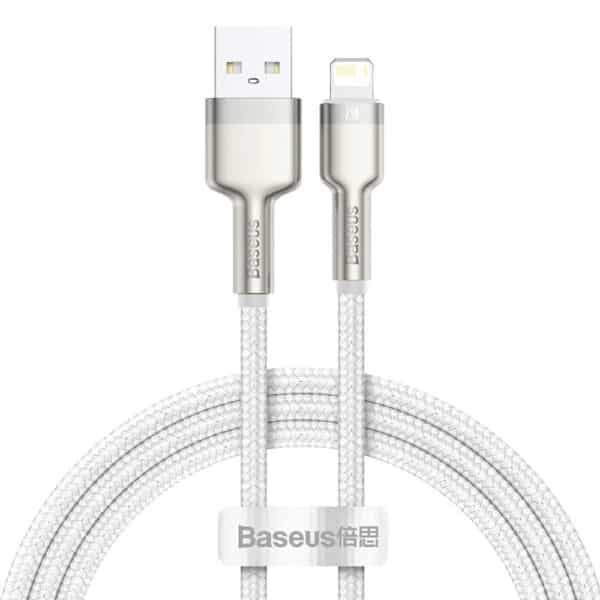 Baseus - Data Cable Cafule Series Metal (CALJK-A02) - USB to Lightning, 2.4A, 480Mbps, 1m - Λευκό