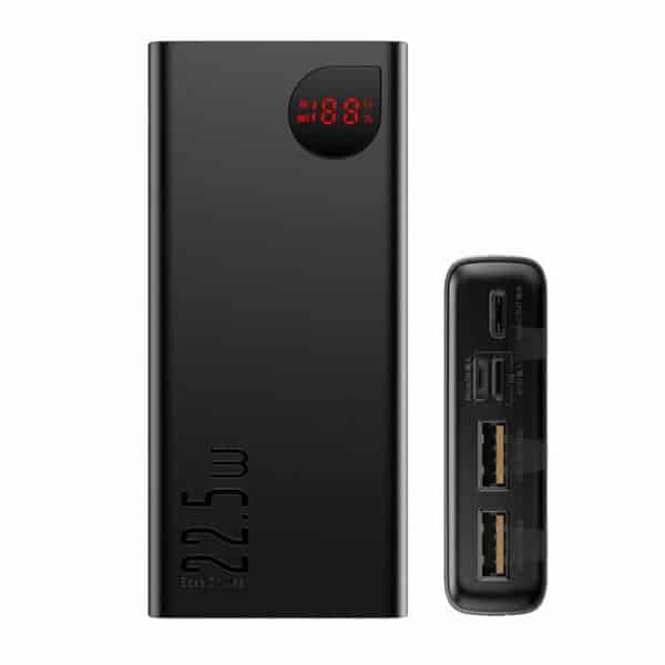 Baseus - Power Bank Adaman (PPAD000101) - 2x USB, Type-C, Lightning, Micro-USB, Fast Charging, 22.5W, 20000mAh - Μαύρο