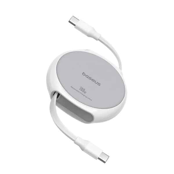 Baseus - Data Cable Pathfinder Series (P10368400211-00) - Type-C to Type-C, 100W, 1m, Retractable - Moon Λευκό