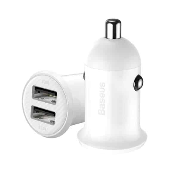Baseus - Φορτιστής Αυτοκινήτου (CCALLP-02) - 2x USB, Mini Appearance, 4.8A - Λευκό