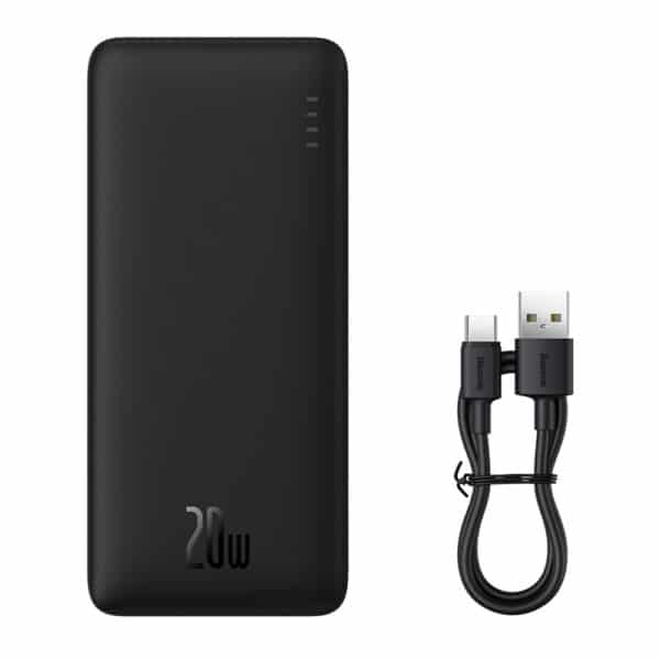 Baseus - Power Bank Airpow (PPQD090001) - USB, Type-C, Micro-USB, 20W, 10000mAh, with Cable Type-C - Μαύρο