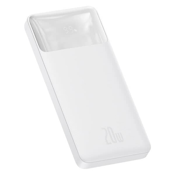 Baseus - Power Bank Bipow (PPBD050502) - 2x USB, USB-C, Micro-USB, 10000mAh, 20W with Cable Micro-USB, 0.25m - Λευκό