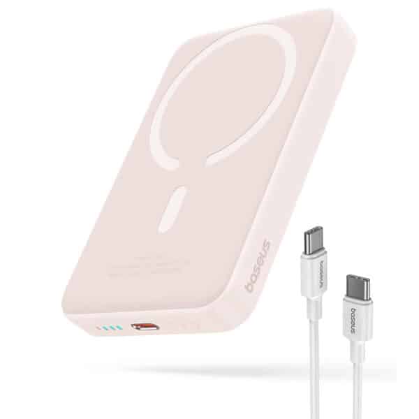 Baseus - Power Bank Mini Air (P10059001413-00) - Type-C, MagSafe Charging, 20W, 10000mAh, with Cable Type-C, 30cm - Ροζ