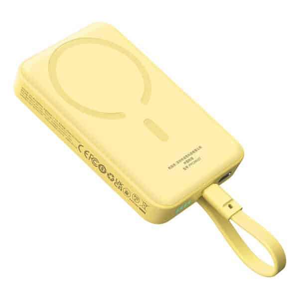 Baseus - Power Bank Magnetic Mini (P1002210BY23-00) - MagSafe, 2x USB-C, Lightning, 30W, 10000mAh - Κίτρινο