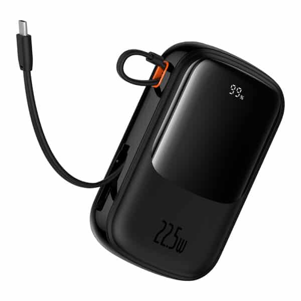 Baseus - Power Bank Qpow Pro+ (P10067103113-00) - Lightning, 2x Type-C, USB, 22.5W, 20000mAh, Cable Type-C - Μαύρο