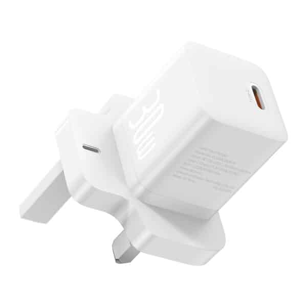 Baseus - Φορτιστής GaN5 (P10110906213-00) - UK Plug, Fast Charger, Type-C, 30W - Λευκό