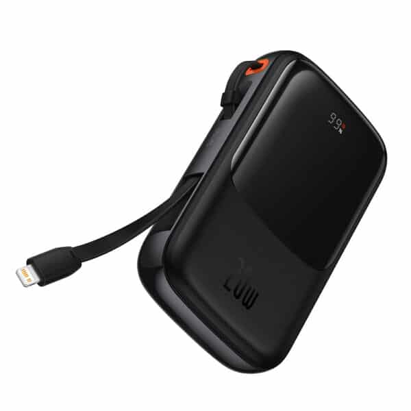 Baseus - Power Bank Qpow Pro (PPQD040001) - 2x Lightning, Type-C, USB, 20000mAh, 20W, with Cable USB-C - Μαύρο