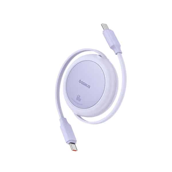 Baseus - Data Cable Free2Pull Mini (P10364500511-01) - Type-C to Type-C, 60W, 1m, Retractable - Nebula Μώβ