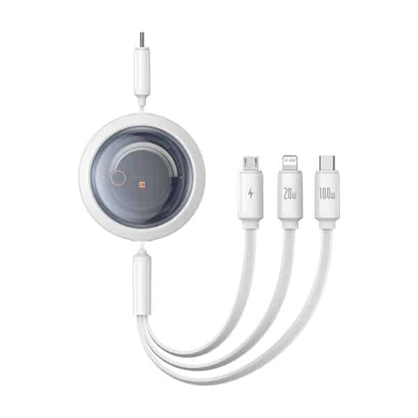 Baseus - Data Cable Free2Draw (P10368700211-03) - USB-C to USB-C, Lightning, Micro-USB, 100W, 1.1m - Moon Λευκό