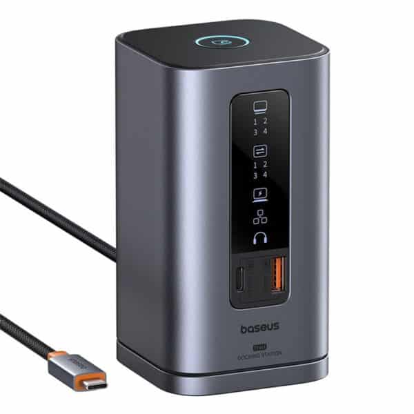 Baseus - Βάση Φόρτισης Spacemate 11in1 (B00568101813-00) - USB-C to 2xHDMI, 2xDP, 3xUSB, 2xUSB-C, RJ45, Jack - Space Γκρί
