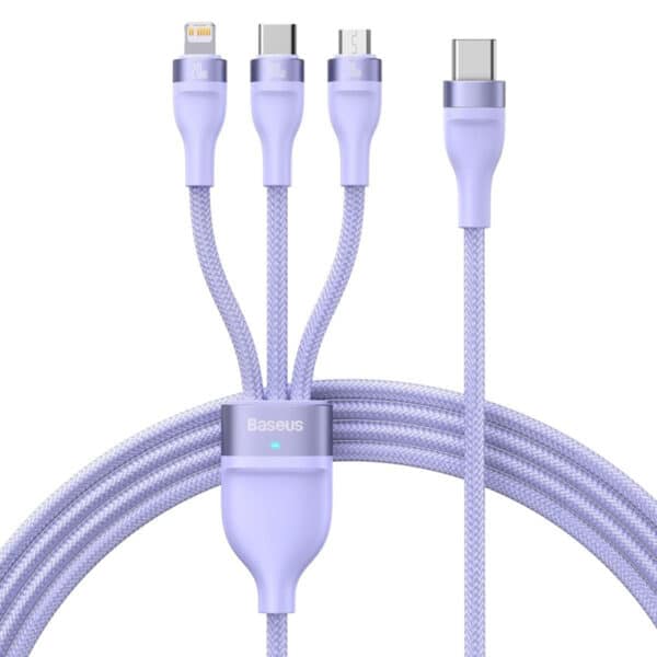 Baseus - Data Cable Flash Series 2 (CASS030205) - Fast Charge, USB-C to Type-C, Lightning, Micro-USB, 100W, 1.5 m - Μώβ
