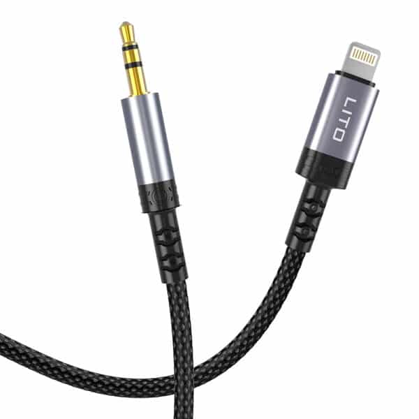 Lito - Audio Cable Adapter (LA01) - Lightning to Jack 3.5mm, Hi-Fi, 24k Gold-plated Contacts, Nylon-braided, 1m - Μαύρο