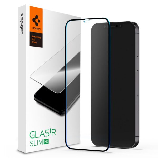Spigen - Glas.tR Slim - iPhone 12 / iPhone 12 Pro - Μαύρο