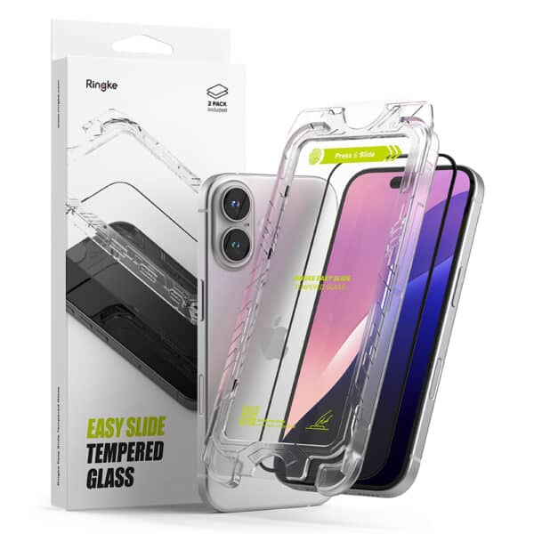 Ringke - Easy Slide TempeΚόκκινο Glass (2 pack) - iPhone 16 / iPhone 15 - Clear