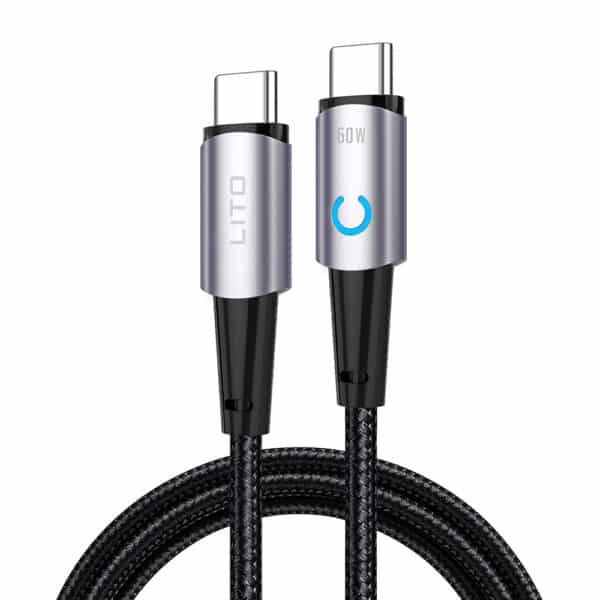 Lito - Data Cable (LD10) - Type-C to Type-C Fast Charging 60W, with LED, 1.2m - Μαύρο