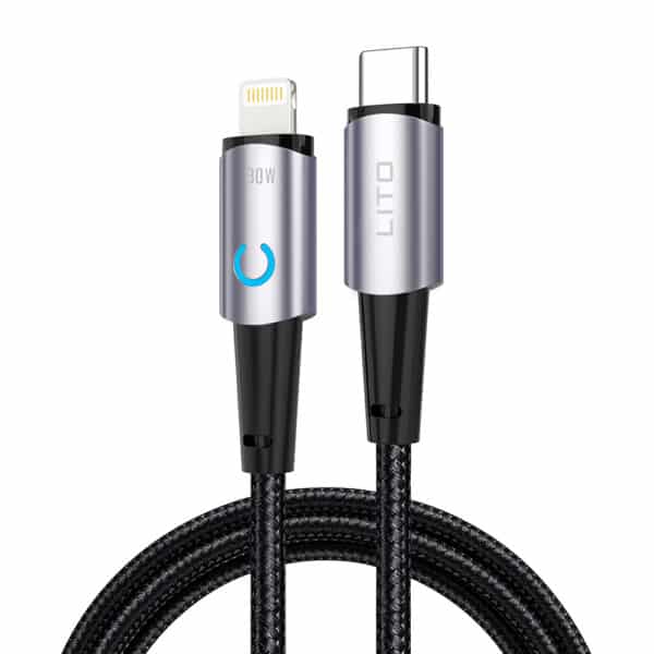 Lito - Data Cable (LD10) - Type-C to Lightning Fast Charging 30W, with LED, 1.2m - Μαύρο