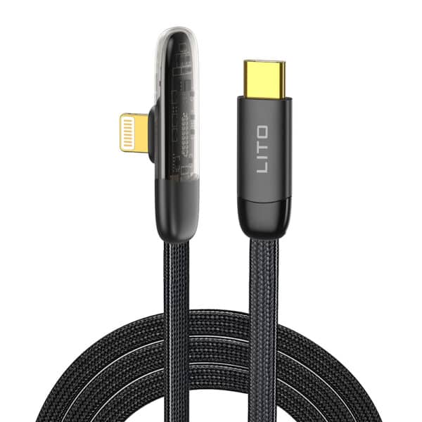 Lito - Data Cable (LD11) - Type-C to Lightning Fast Charging, Nylon Braided, Gold Plated Interface, Design, 1m - Μαύρο