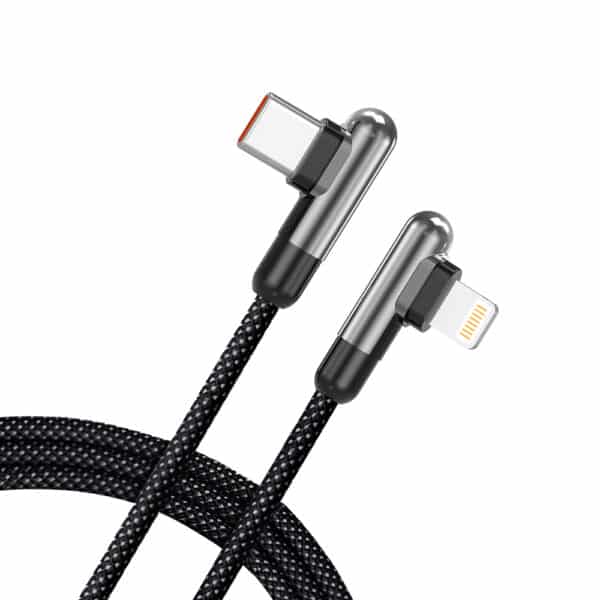 Lito - Data Cable (LD13) - Type-C to Lightning Fast Charging 60W, Nylon Braided, Right Angle Design, 1m - Μαύρο