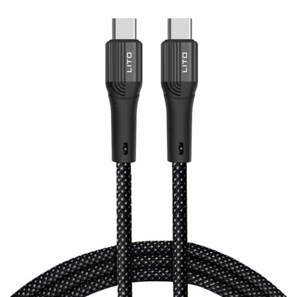 Lito - Data Cable (LD14) - Type-C to Type-C Fast Charging 60W, 480Mbps, Nylon, 1m - Μαύρο