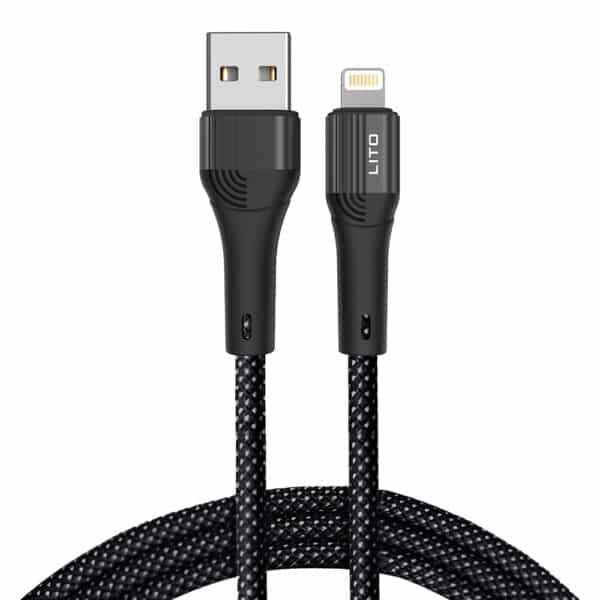 Lito - Data Cable (LD14) - USB to Lightning Fast Charging 60W, 480Mbps, Nylon, 1m - Μαύρο