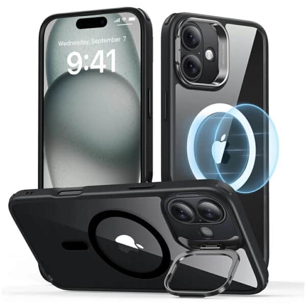 ESR - Classic Hybrid HaloLock Kickstand - iPhone 16 - Clear Μαύρο