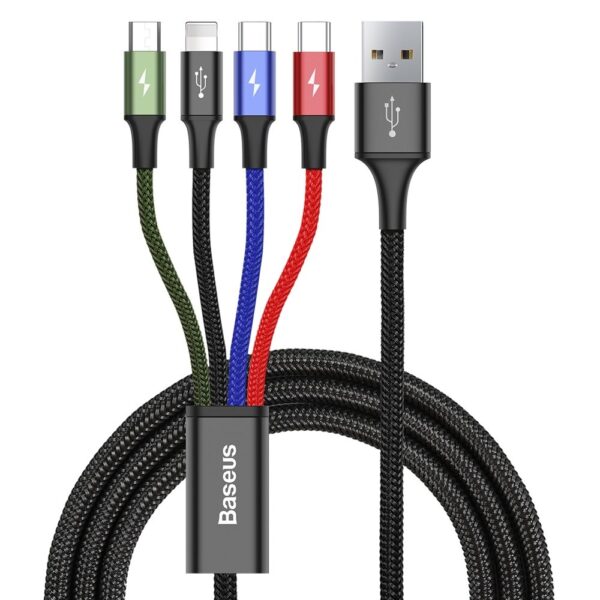 Baseus - Data Cable 4in1 (CA1T4-B01) - USB to Lightning, 2 x Type-C, Micro-USB, 3.5A, 1.2m - Μαύρο