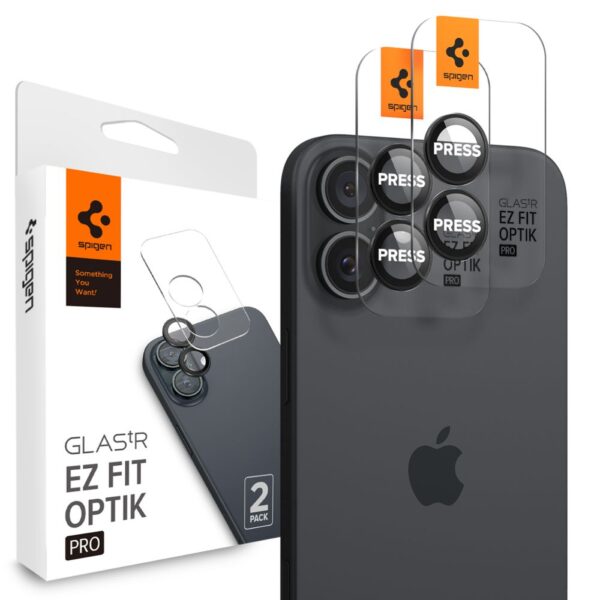 Spigen - Optik.tR EZ Fit Pro Camera Glass (2 pack) Προστασία Κάμερας - iPhone 16 / iPhone 16 Plus - Μαύρο