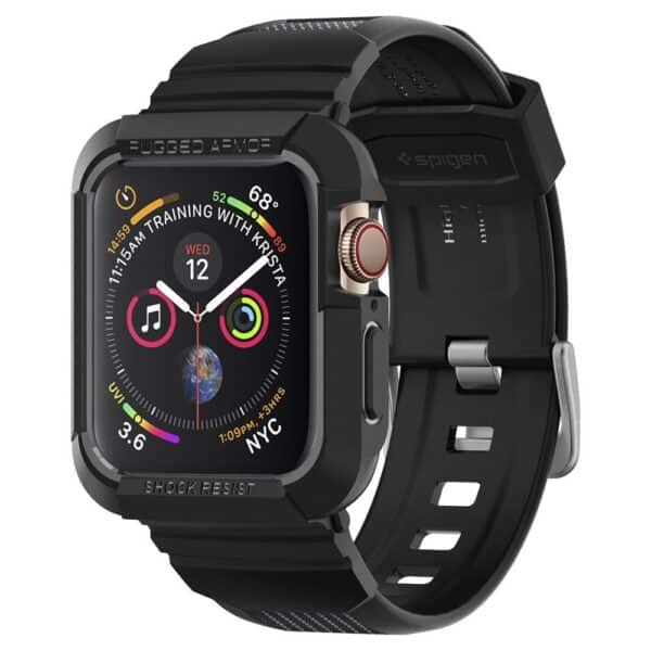 Spigen - Rugged Armor Pro Θήκη Σιλικόνης- Apple Watch 4/5/6/7/8/9/SE/SE 2 (44/45mm) - Μαύρο