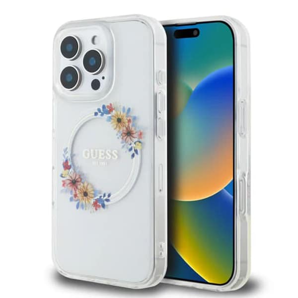 Guess - IML Flowers Wreath MagSafe (GUHMP16XHFWFCT) - iPhone 16 Pro Max - Διάφανη