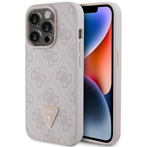 Guess - Leather 4G Triangle Strass (GUHCP15LP4TDPP) - iPhone 15 Pro - Ροζ
