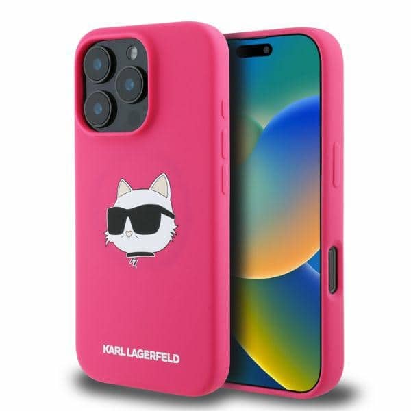 Karl Lagerfeld - Silicone MagSafe (KLHMP16XSCHPPLF) - iPhone 16 Pro Max - Fuchsia Karl&Choupette Head