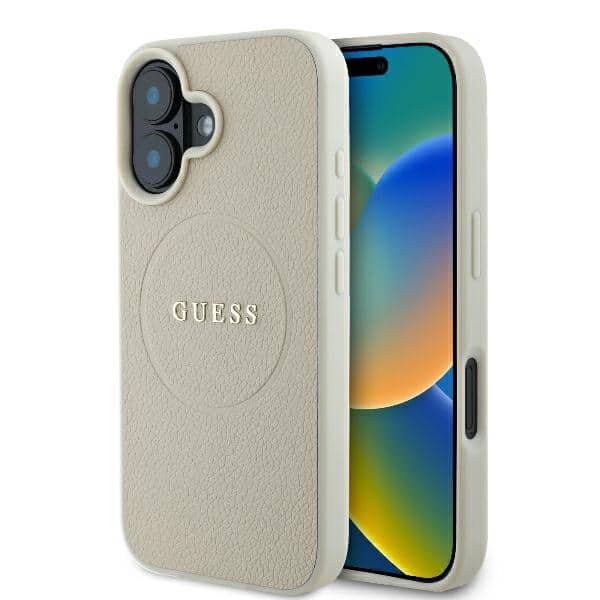 Guess - Grained Χρυσό Ring MagSafe (GUHMP16SPGHSMME) - iPhone 16 - Μπεζ