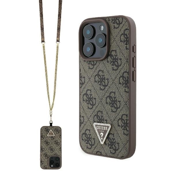 Guess - Leather Metal Logo Strass Crossbody (GUHCP16LP4TDSCPW) - iPhone 16 Pro - Καφέ