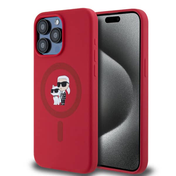 Karl Lagerfeld - Silicone Ring MagSafe (KLHMP15XSCMKCRHR) - iPhone 15 Pro Max - Κόκκινο Karl&Choupette