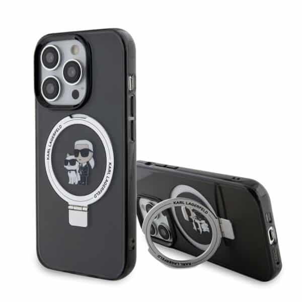 Karl Lagerfeld - Hardcase Ring Stand MagSafe (KLHMP15XHMRSKCK) - iPhone 15 Pro Max - Karl&Choupette