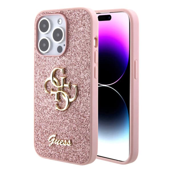 Guess - Glitter Script Big 4G (GUHCP15LHG4SGP) - iPhone 15 Pro - Ροζ
