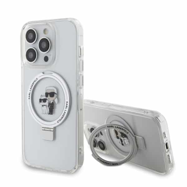 Karl Lagerfeld - Hardcase Ring Stand MagSafe (KLHMP14LHMRSKCH) - iPhone 14 Pro - Λευκό Karl&Choupette