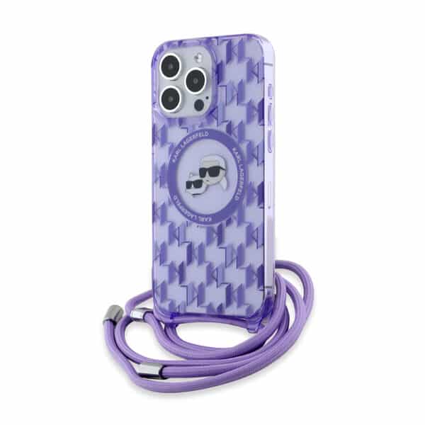 Karl Lagerfeld - IML Crossbody MagSafe (KLHMP15XHCKCKLCU) - iPhone 15 Pro Max - Μώβ Monogram Karl&Choupette Head